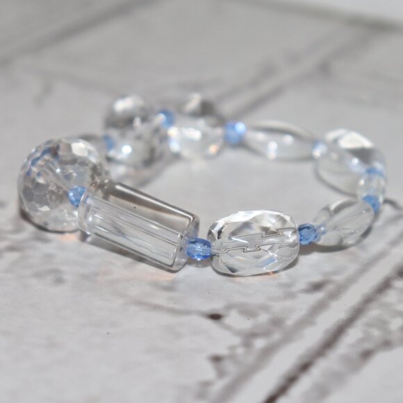 ❄️💙 Clear Glass & Blue Crystal Bracelet · 7" · Frosted Glow ✨ - Picture 2 of 5